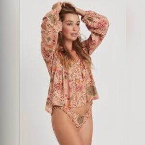 Arnhem Floral Bohemian Tencel Modal Longsleeved Blouse, Australian size 6